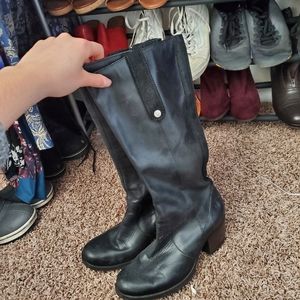 Womens Black Wide Calf Riding Boots